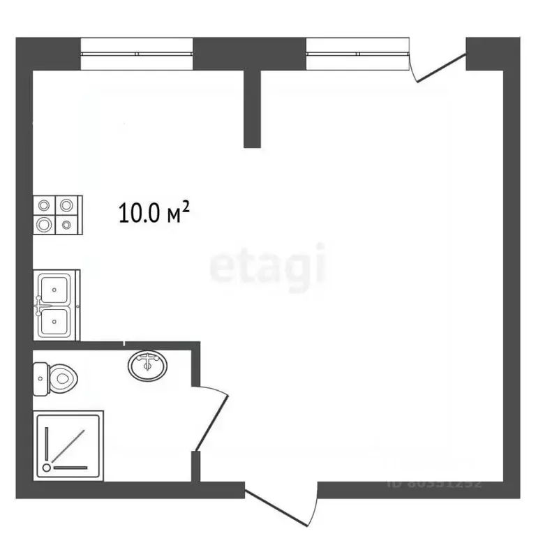 Студия Ставропольский край, Кисловодск Окопная ул. (29.3 м) - Фото 2