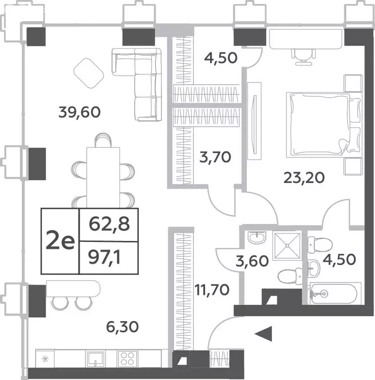2-комнатная квартира: Москва, проспект Генерала Дорохова, 49 (97.1 м) - Фото 1