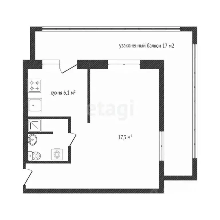 1-к кв. Белгородская область, Белгород Садовая ул., 69 (30.5 м) - Фото 0