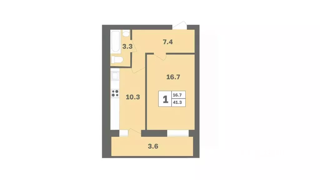 1-к кв. Башкортостан, Уфа Дагестанская ул., лит12 (41.3 м) - Фото 1