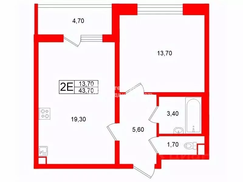 1-к кв. Санкт-Петербург ул. Ультрамариновая, 4 (43.7 м) - Фото 2