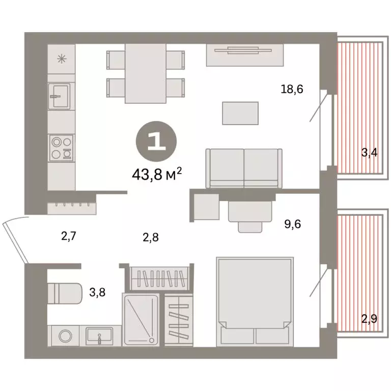 1-комнатная квартира: Екатеринбург, жилой район Сортировочный, ... - Фото 2