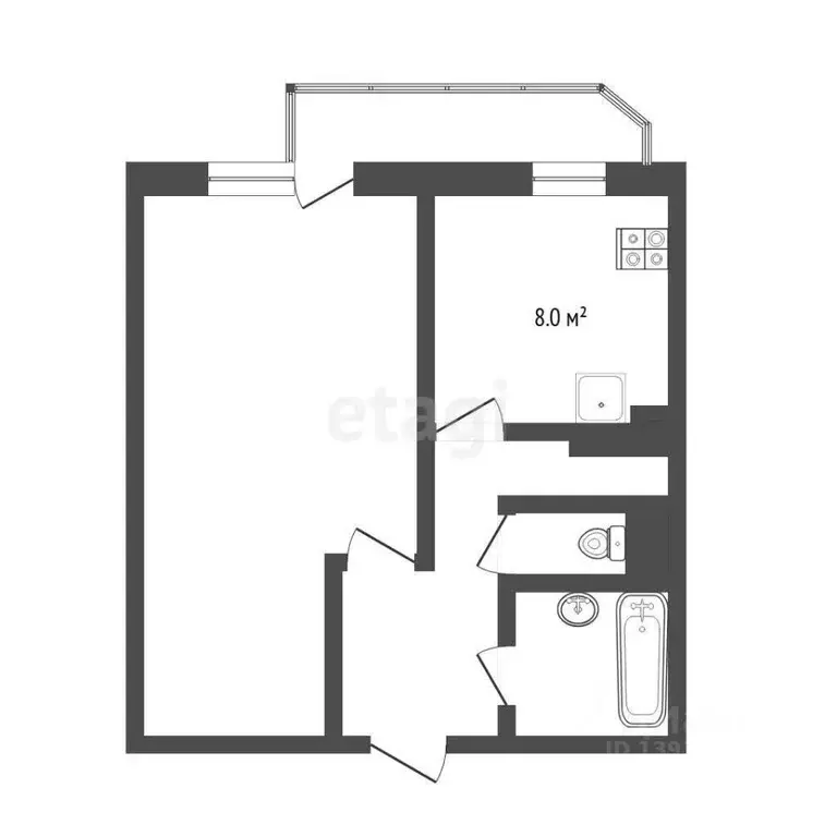 1-к кв. Тюменская область, Тюмень ул. Демьяна Бедного, 83 (34.8 м) - Фото 1