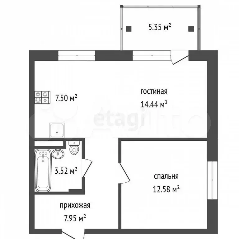 2-к. квартира, 51,2 м, 5/5 эт. - Фото 0