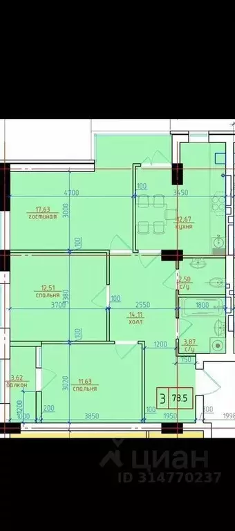 2-к кв. Северная Осетия, Владикавказ ул. Астана Кесаева, 44В (74.0 м) - Фото 1