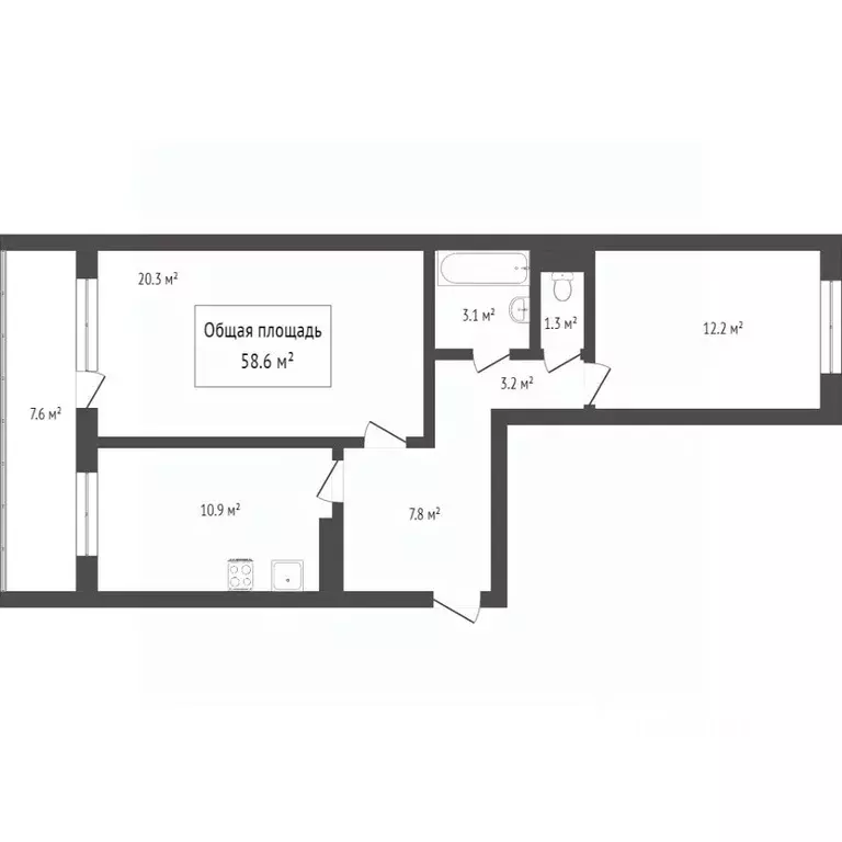 2-к кв. Томская область, Томск ул. 1-я Рабочая, 4 (63.0 м) - Фото 1