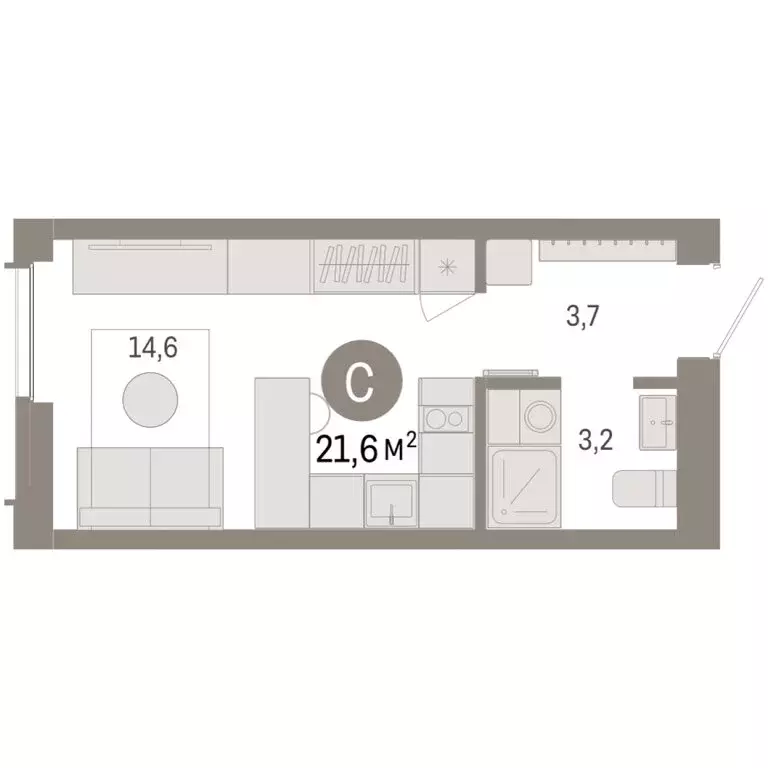 Квартира-студия: Новосибирск, Большевистская улица, 66 (21.56 м) - Фото 2