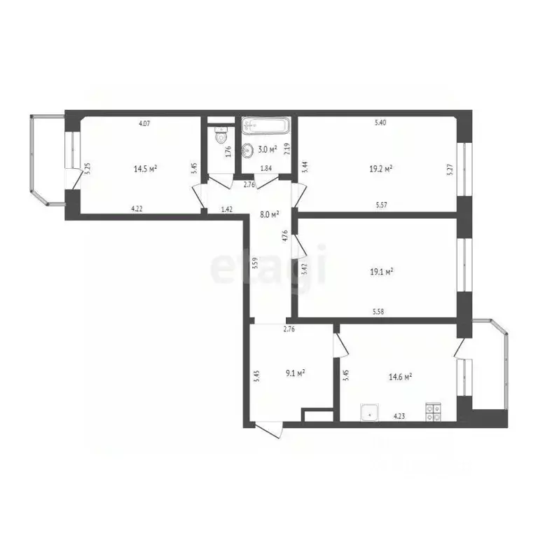 3-к кв. Тюменская область, Тюмень Широтная ул., 173к4 (90.3 м) - Фото 2