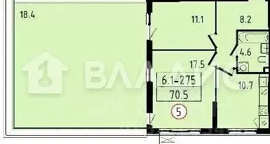 2-к кв. Москва № 160 кв-л, 1Вк6 (70.5 м) - Фото 1