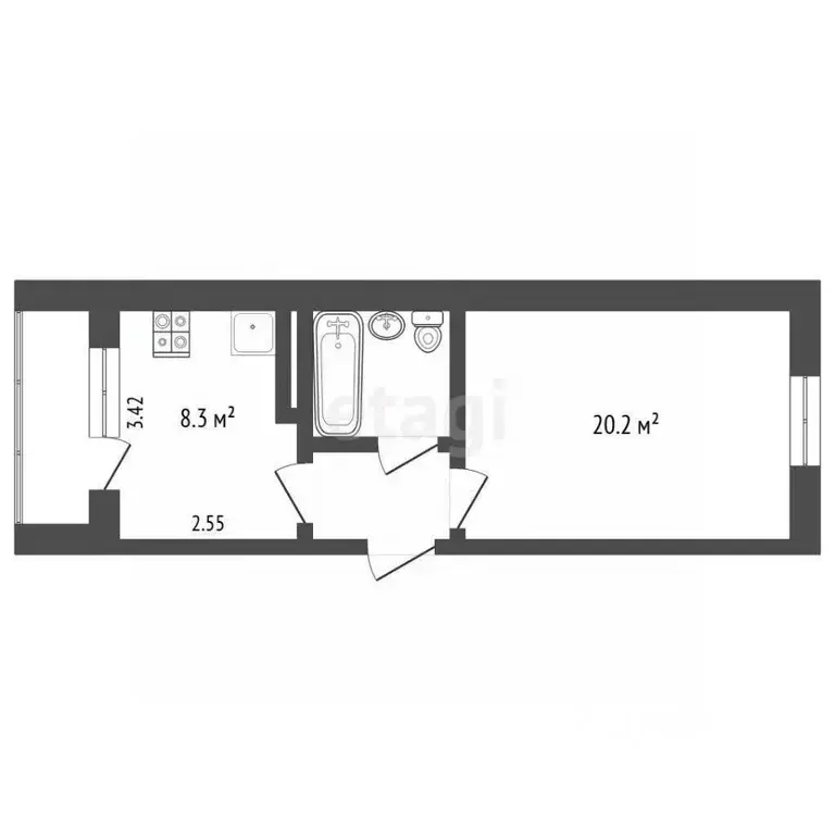 1-к кв. Крым, Щелкино Ленинский район, 2-й мкр, 44А (35.7 м) - Фото 2