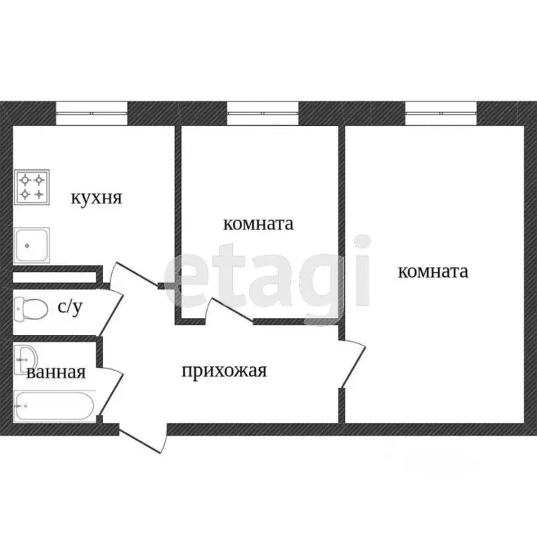 2-к кв. Ханты-Мансийский АО, Сургут просп. Ленина, 51 (45.0 м) - Фото 1