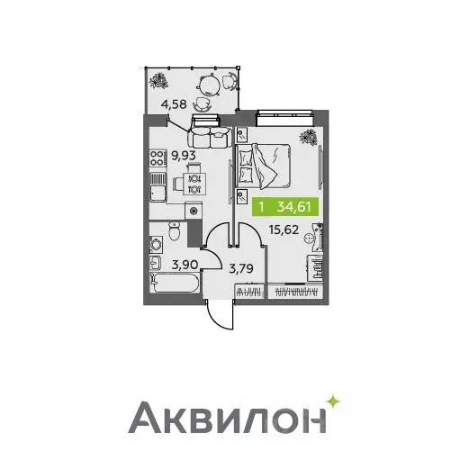 1-к кв. Архангельская область, Северодвинск Аквилонлайн жилой комплекс ... - Фото 0