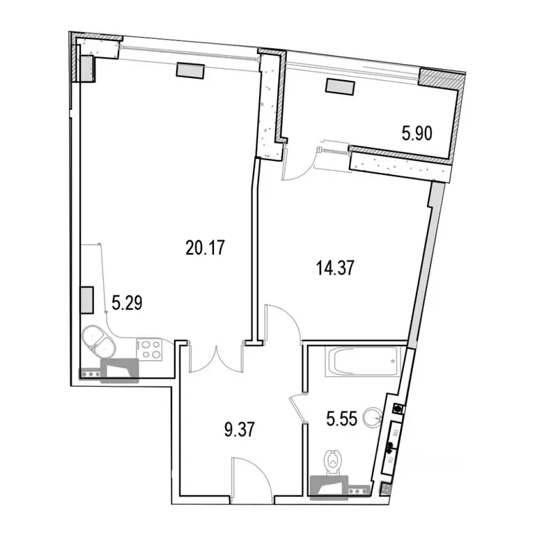 2-к кв. Москва ул. Маршала Рыбалко, 2к9 (66.96 м) - Фото 0
