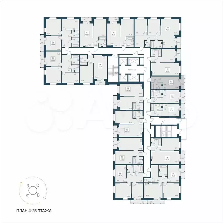 Квартира-студия, 23,3 м, 18/25 эт. - Фото 1