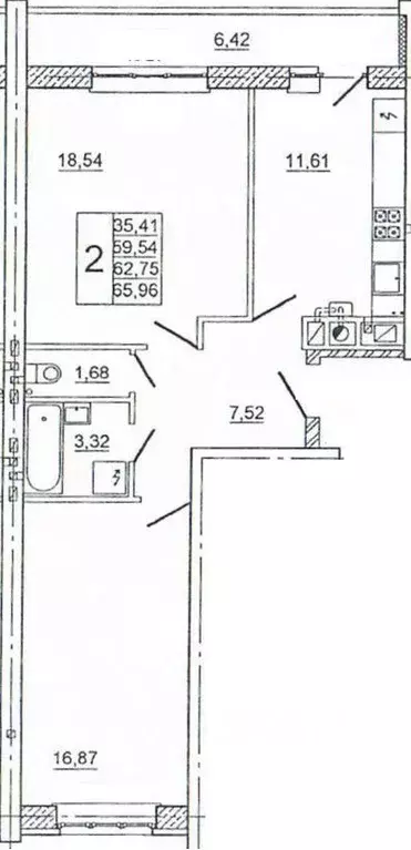 2-к кв. Смоленская область, Смоленск ул. Крупской, 54Б (66.6 м) - Фото 0