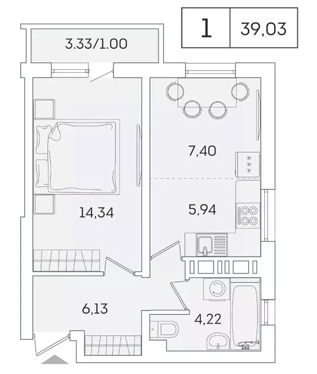 1-к кв. Ленинградская область, Мурино Всеволожский район, ул. ... - Фото 1