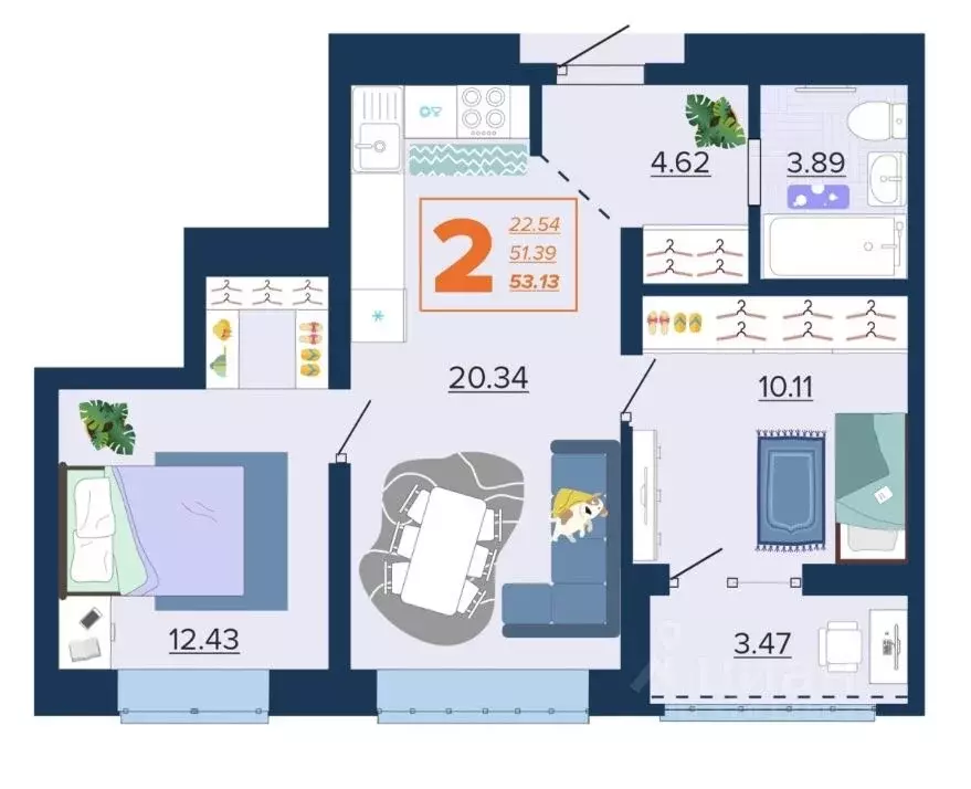 2-к кв. Брянская область, Брянск Московский мкр, Микрорайон Акватория ... - Фото 1
