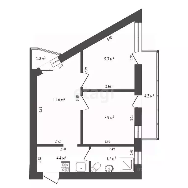 3-к кв. Краснодарский край, Анапа Крымская ул., 186А (43.0 м) - Фото 1