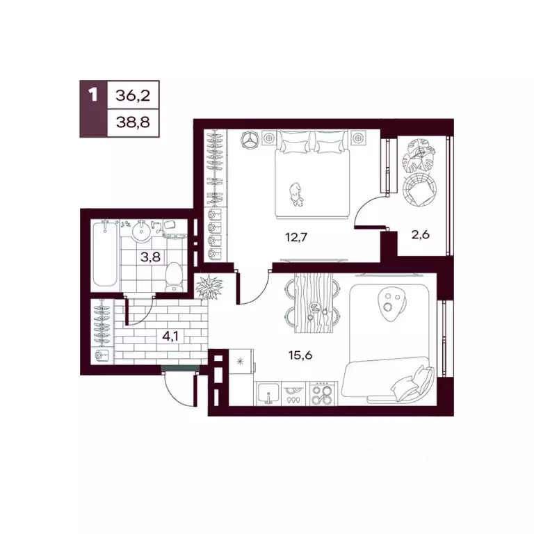 1-к кв. Тюменская область, Тюменский муниципальный округ, д. Дударева ... - Фото 0