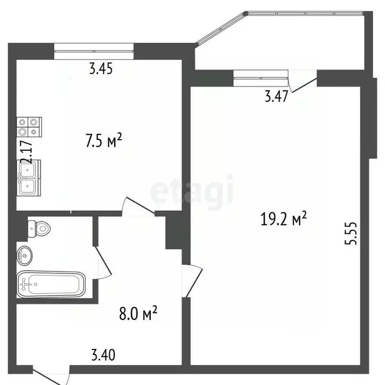 1-к кв. Москва ш. Энтузиастов, 11АК1 (38.4 м) - Фото 2