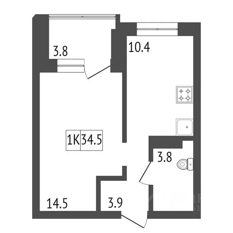 1-к кв. Красноярский край, Красноярск ул. Лесников, 27/1 (33.9 м) - Фото 1