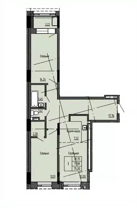 3-к кв. Саха (Якутия), Якутск ул. Чкалова, 39А (75.2 м) - Фото 0