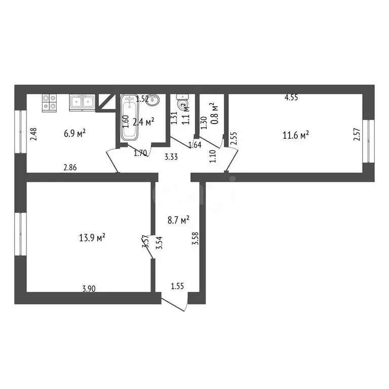 2-комнатная квартира: Стерлитамак, Социалистическая улица, 8 (45.4 м) - Фото 1