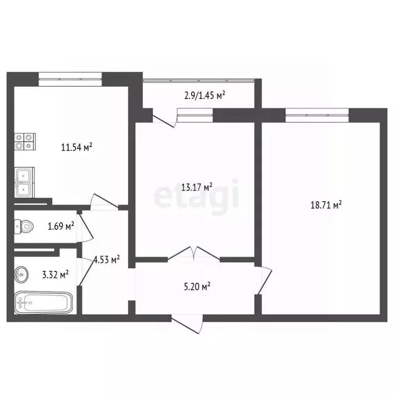 2-к кв. Оренбургская область, Оренбург ул. Маргелова, 5 (59.75 м) - Фото 2