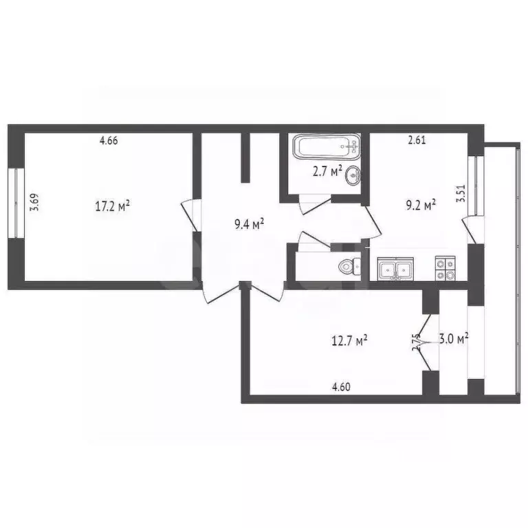 2-к кв. Севастополь ул. Горпищенко, 110к4 (55.1 м) - Фото 2