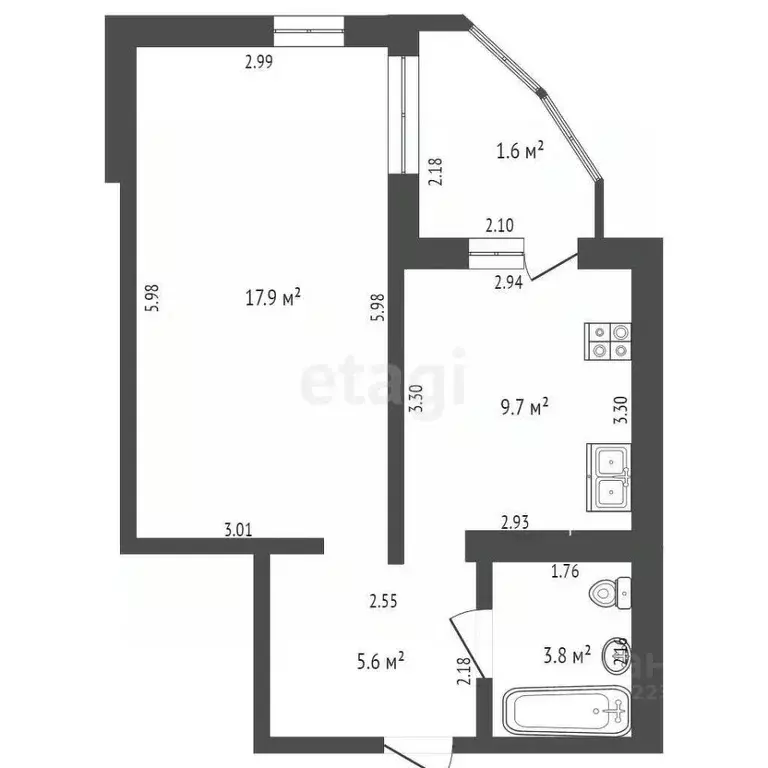 1-к кв. Башкортостан, Стерлитамак ул. Худайбердина, 226 (37.0 м) - Фото 2