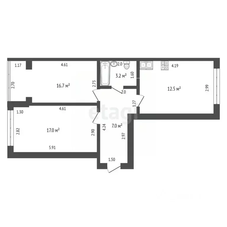 2-к кв. Ростовская область, Таганрог ул. Нестерова, 25 (56.4 м) - Фото 2