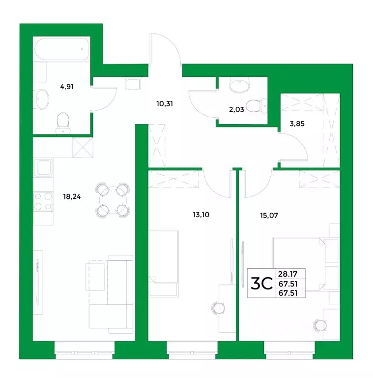 2-к кв. Башкортостан, Уфимский район, Зубовский сельсовет, с. Зубово ... - Фото 1