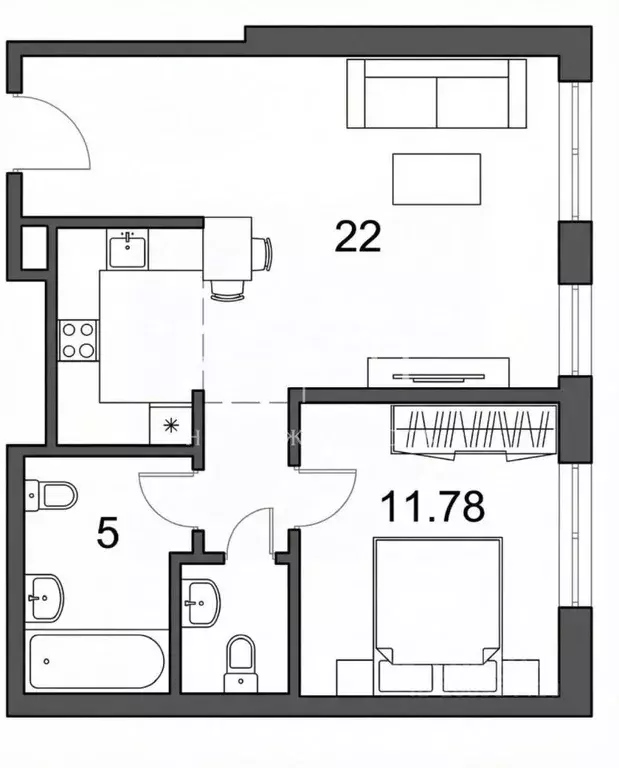 1-к кв. Санкт-Петербург наб. Черной речки, 35 (47.1 м) - Фото 2