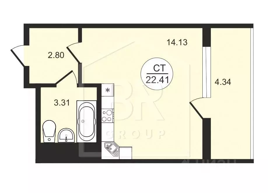 Студия Санкт-Петербург Планерная ул., 97к1 (22.4 м) - Фото 1