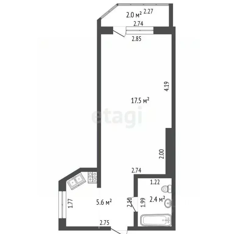Студия Саха (Якутия), Якутск ул. Можайского, 2/3 (25.5 м) - Фото 2