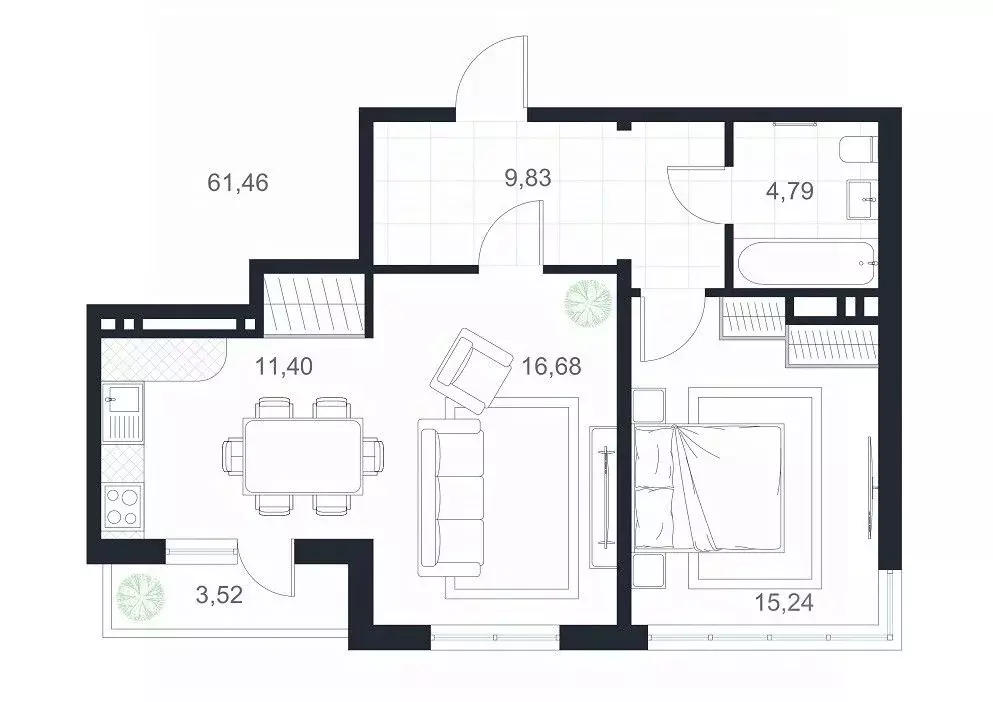 2-к кв. Дагестан, Каспийск просп. Акулиничева (61.46 м) - Фото 1
