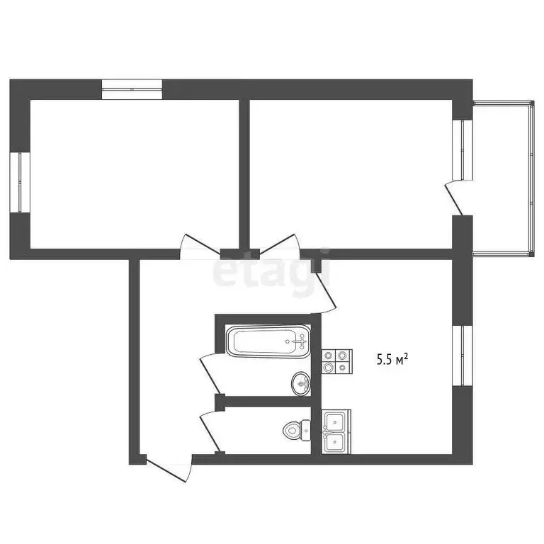 2-комнатная квартира: Ярославль, улица Гоголя, 32 (41.6 м) - Фото 0