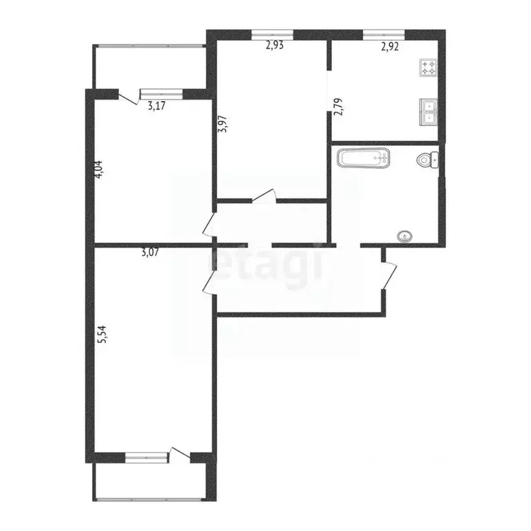 3-к кв. Белгородская область, Белгород ул. Менделеева, 8а (74.0 м) - Фото 2