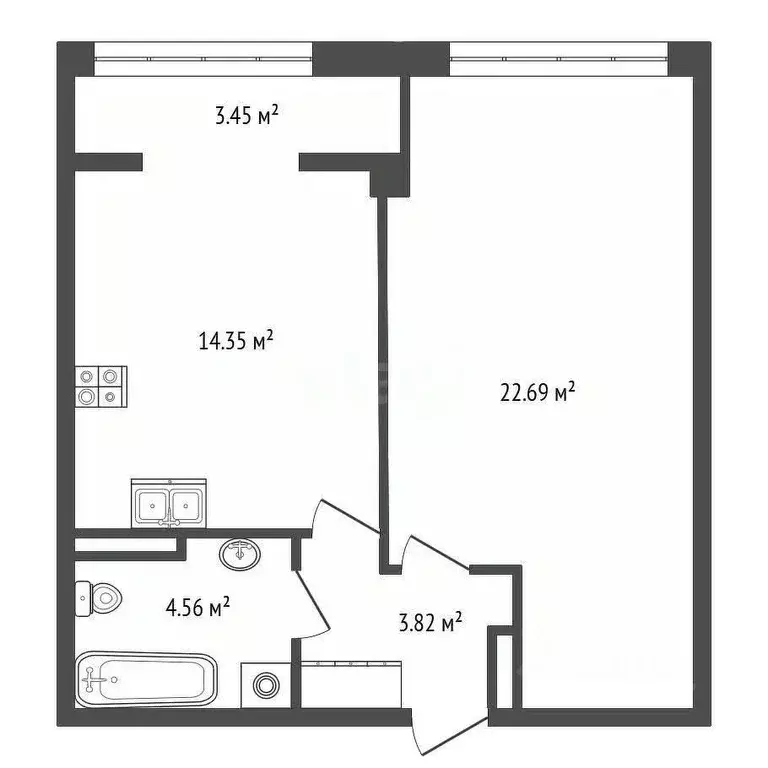 1-к кв. Севастополь ул. Челнокова, 17к1 (45.5 м) - Фото 2