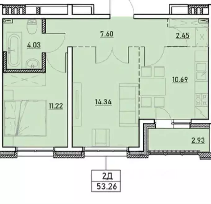2-к кв. Иркутская область, Иркутск ул. Сибирских Партизан, 1А/1 (53.3 ... - Фото 0