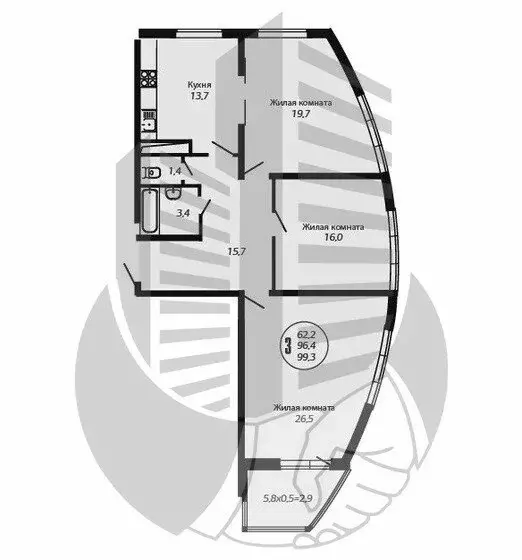 3-комнатная квартира: Краснодар, Гаражная улица, 87 (99.3 м) - Фото 1