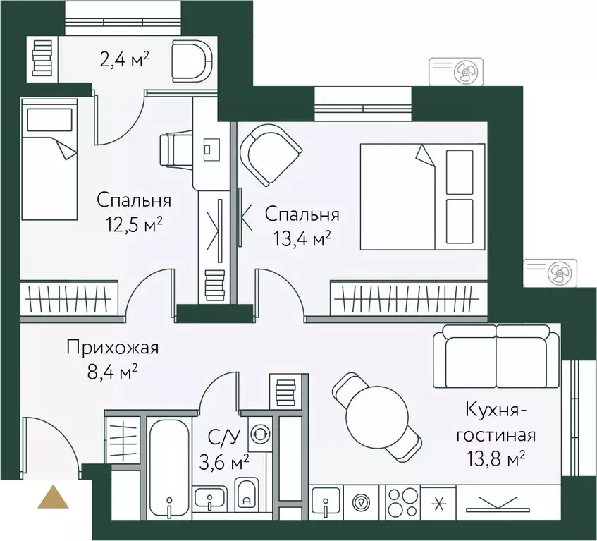 2-к кв. Волгоградская область, Волгоград Новосибирская ул., 74с1 (54.1 ... - Фото 0