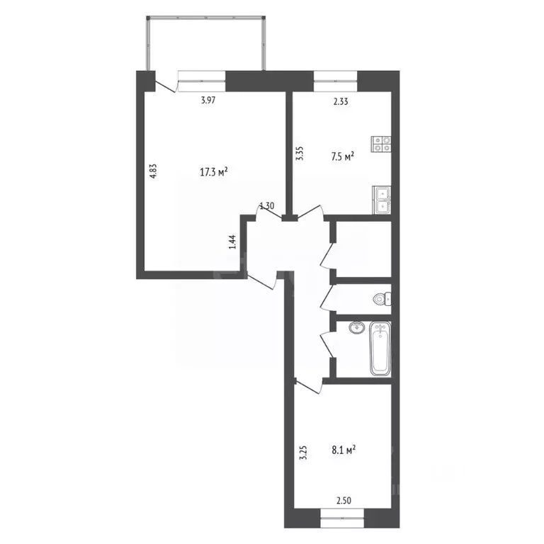 2-к кв. Тюменская область, Тюмень Тарманы мкр, ул. Игримская, 15 (46.0 ... - Фото 0