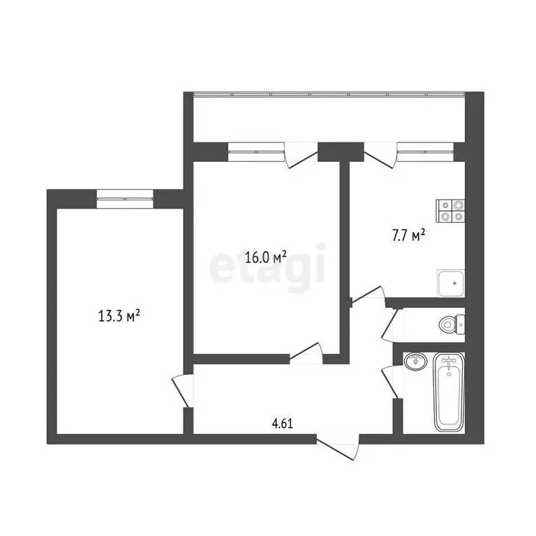 2-комнатная квартира: Тюмень, Широтная улица, 119 (49 м) - Фото 0