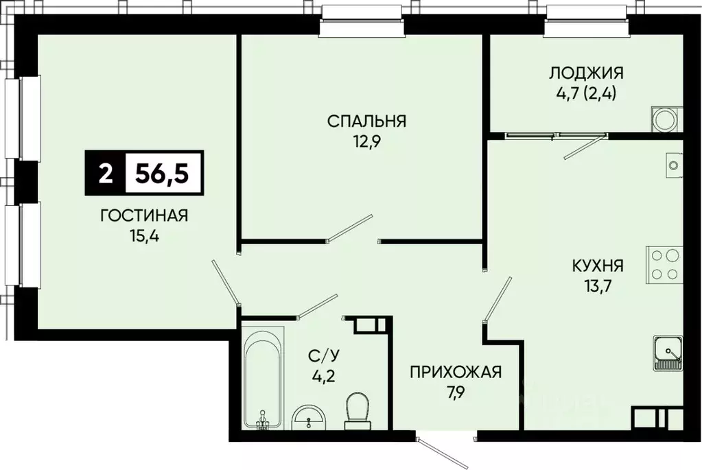 2-к кв. Ставропольский край, Кисловодск городской округ, пос. ... - Фото 0