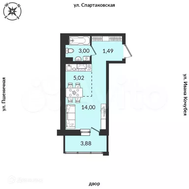 Квартира-студия, 28,6 м, 6/12 эт. - Фото 0