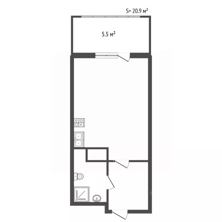 Студия Санкт-Петербург Октябрьская наб., 86К2 (20.9 м) - Фото 2