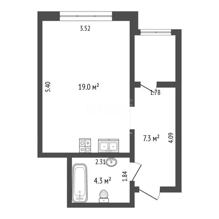 Квартира-студия: Тюмень, улица Ю.-Р.Г. Эрвье, 32к1 (30.6 м) - Фото 1