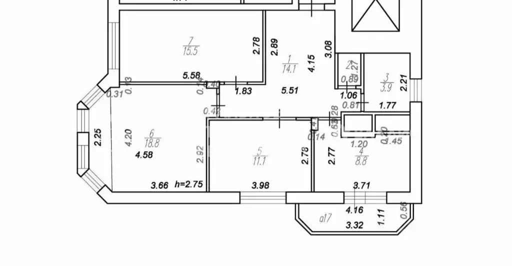 3-к кв. Рязанская область, Рязань ул. Большая, 106к3 (73.3 м) - Фото 2