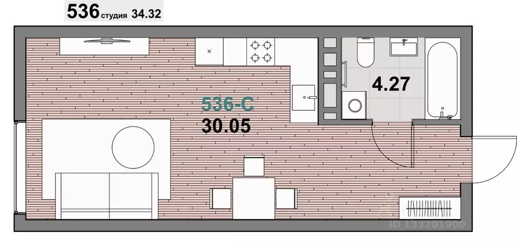 1-к кв. Калининградская область, Зеленоградск ул. Гагарина (34.32 м) - Фото 1